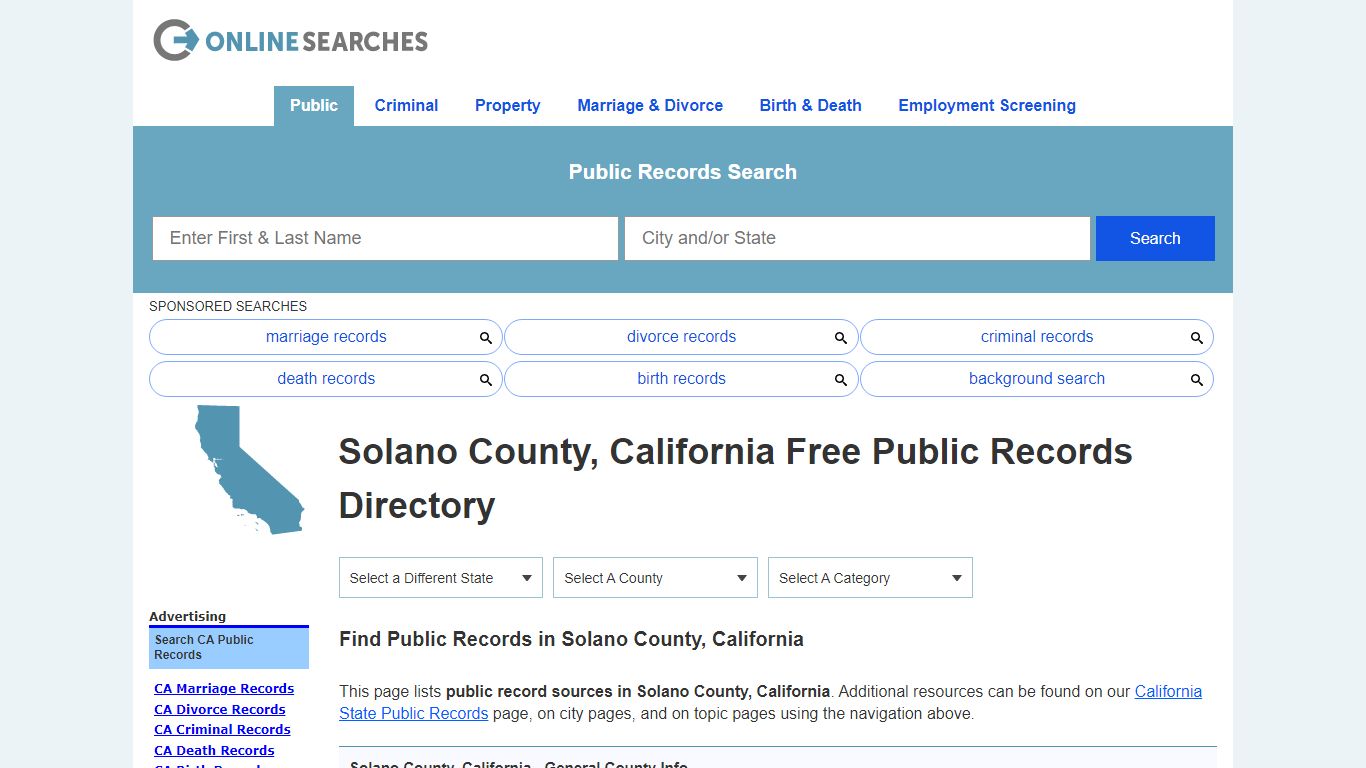 Solano County, California Public Records Directory